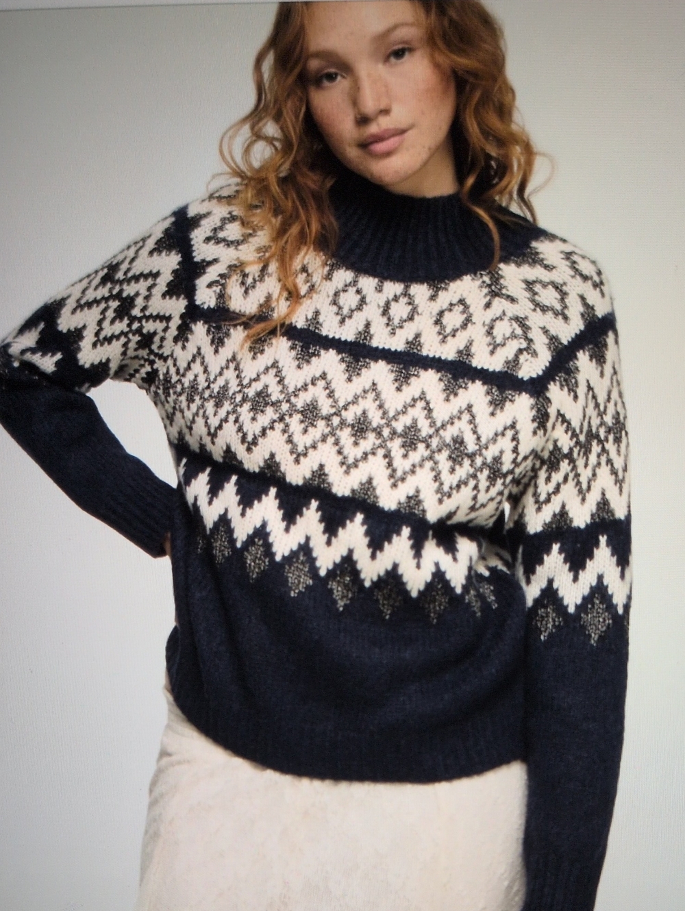 Lucky Brand NWT Fair Isle Chunky Sweater with Mock Neck